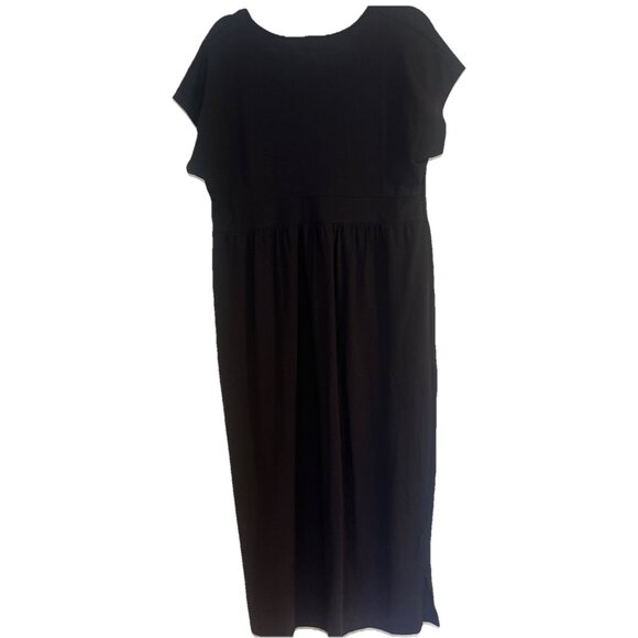 Travelsmith Womens Black Short Sleeve Maxi Dress XL Knit Travel Packable V Neck - Picture 2 of 11